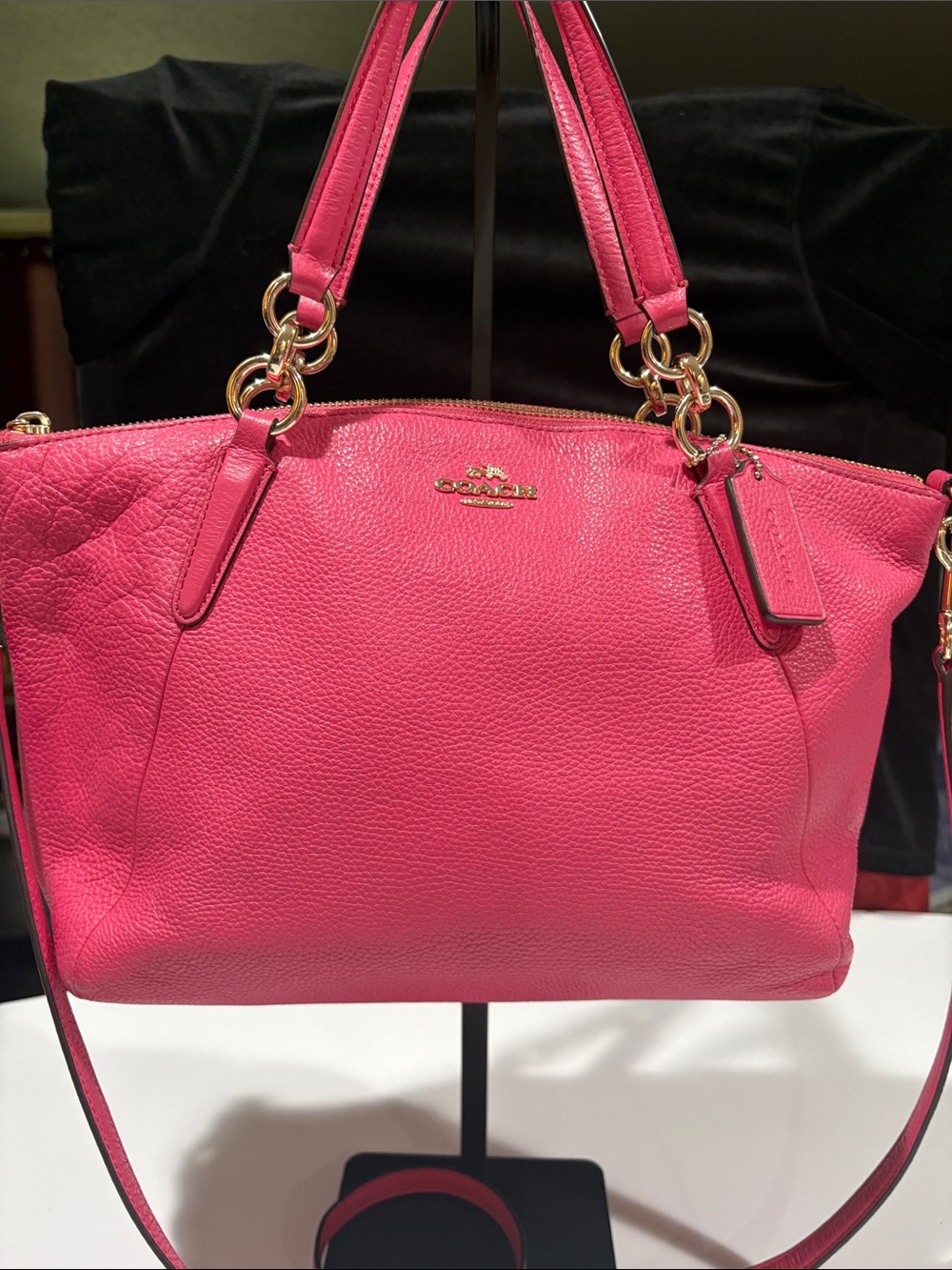 Coach Barbie Pink two way- pebbled leather